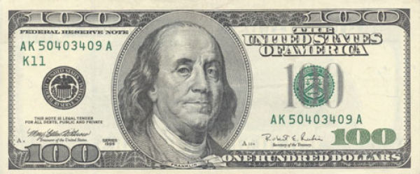 100 долларов образца 1996 г.